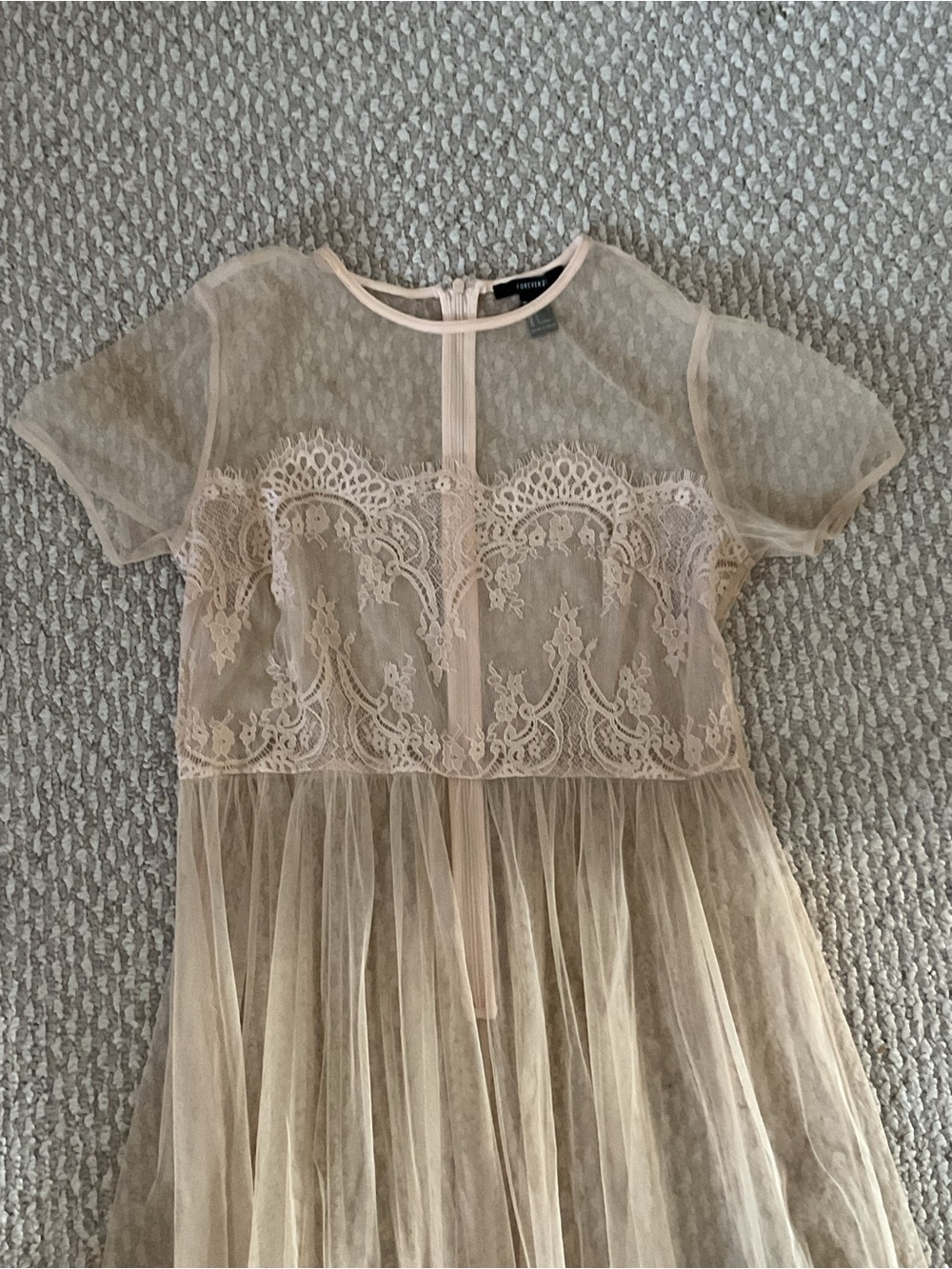 Forever 21 Sheer Lace Tulle Dress in Beige - Picture 4 of 4